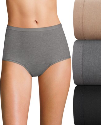 Hanes Premium Women's 4pk Bikini Underwear Briefs - Beige/Pink/Black L