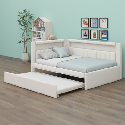 Brayden Studio Upholstered Platform Bed With USB Ports And LED Belt With Trundle