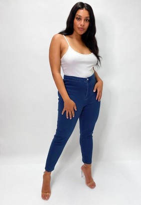 Missguided Plus Size Blue Outlaw High Waisted Jeggings