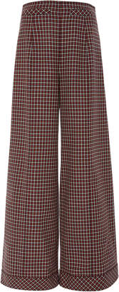 Courreges High-Waisted Houndstooth Wool Trousers