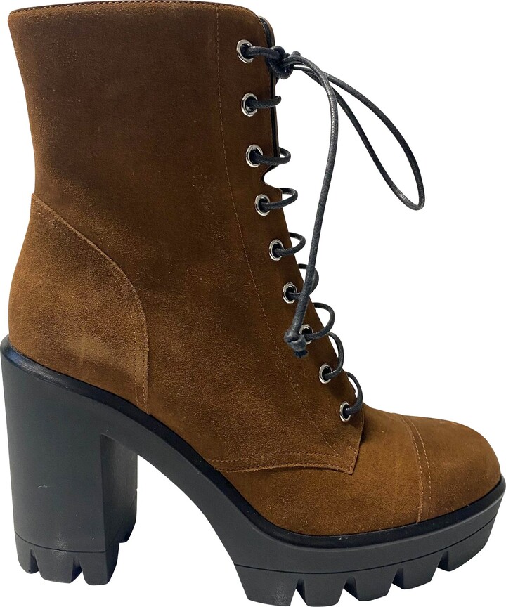 Giuseppe Zanotti Ankle Lace Up Boots in Brown Suede