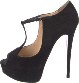 Christian Louboutin Suede T-Strap Pumps