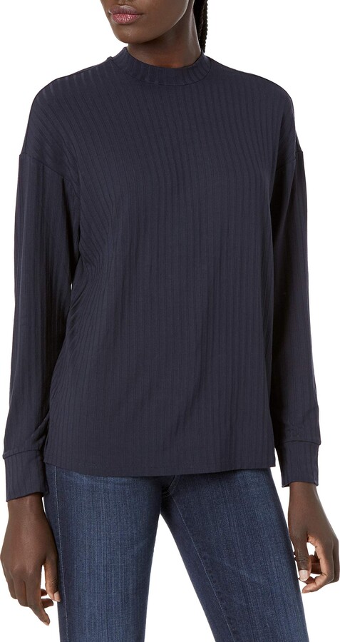 athletic-shirts Mujer Marca Daily Ritual Rayon Spandex Wide Rib Blouson-sleeve Sweatshirt 