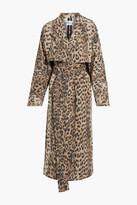 Thumbnail for your product : Victoria Beckham Belted leopard-print shell trench coat