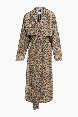 Victoria Beckham Belted leopard-print shell trench coat