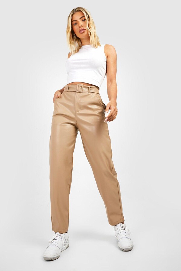 Tall Faux Leather High Waisted Cargo Pants