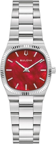 Zales Ladies' Bulova Super Seville Mini Stainless Steel Watch with Red Dial (Model: 96L354)