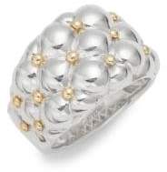 Charles Krypell Tufted Sterling Silver & 18K Yellow Gold Ring