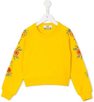 MSGM Kids roses embroidery sweatshirt