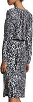 Thumbnail for your product : Altuzarra Long-Sleeve Leopard-Print Silk Dress