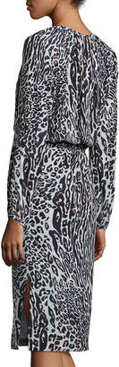 Altuzarra Long-Sleeve Leopard-Print Silk Dress