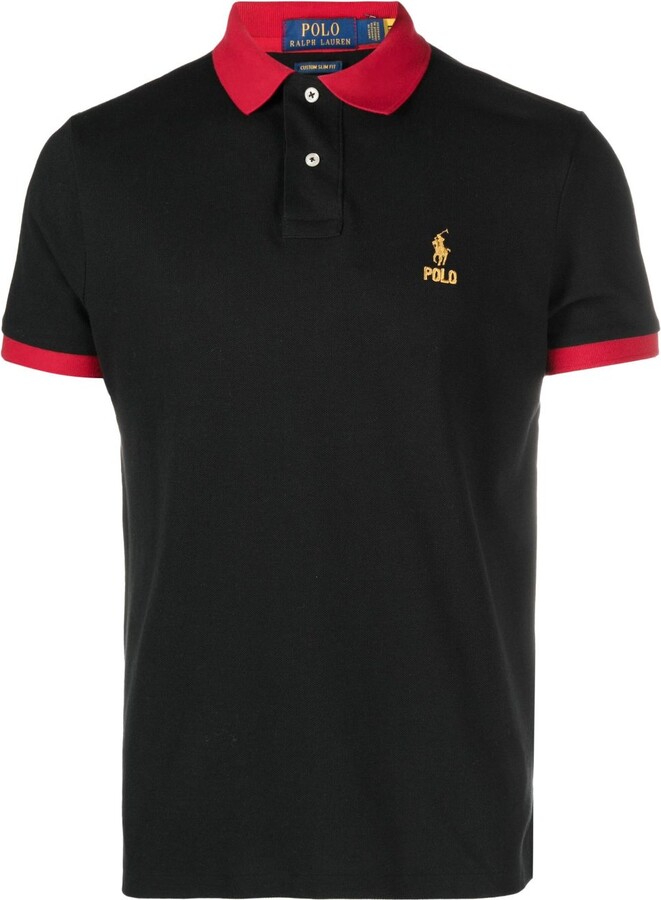 Polo Ralph Lauren Black Logo Embroidered Cotton Polo Shirt - ShopStyle