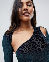 Thumbnail for your product : ASOS DESIGN cut out long sleeve animal print bodysuit