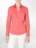 Thumbnail for your product : Calvin Klein Essential Fit Thin Striped Non-Iron Button-Front Top