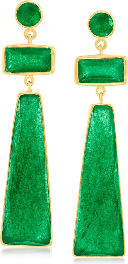 Faceted Emerald Green Quartz W Lime Green MOP Sterling Silver Earrings 