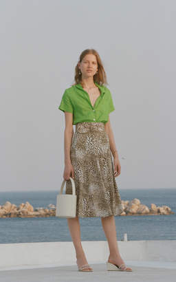 Faithfull The Brand Luda Belted Leopard-Print Crepe Midi Skirt