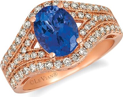 LeVian Blueberry Tanzanite 14K Rose Gold 2.43 Ct. Tw. Diamond & Tanzanite Half-Eternity Ring