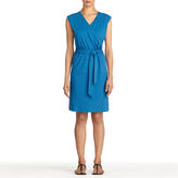 Thumbnail for your product : Jones New York Stretch Cotton Faux Wrap Dress with Belt