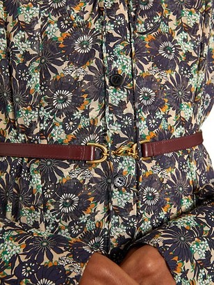 Victoria Beckham Printed Silk Belted Shirtdress