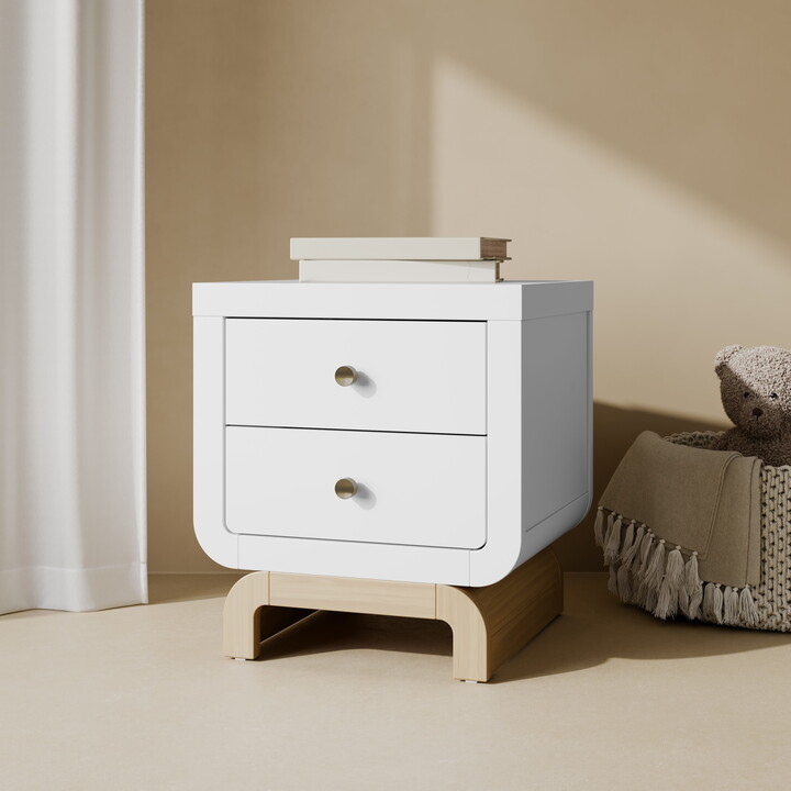 Stork Craft Storkcraft Santorini 2 Drawer Children's Nightstand, White with Driftwood