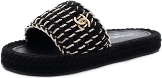 Chanel Women's CC Slide Sandals Braided Knit - ShopStyle