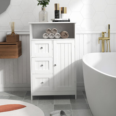 Red Barrel Studio Bathroom Standing Storage Cabinet With 3 Drawers And 1 Door