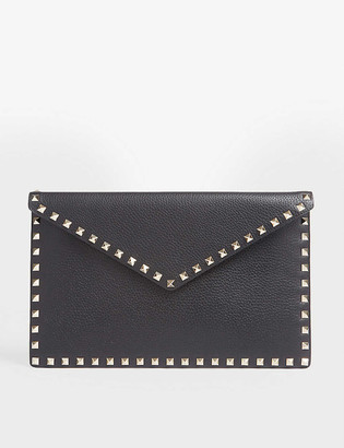 valentino black studded clutch
