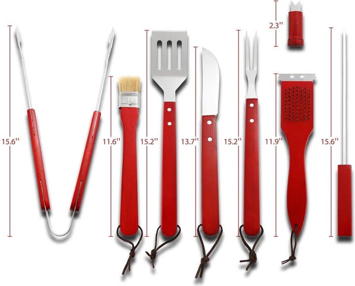 Royal Gourmet Red Outdoor Cooking Accessories Grilling Set with Wooden Handle (18-Piece)
