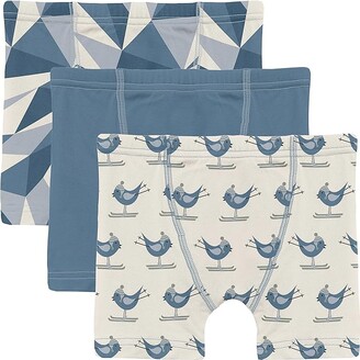 Kickee Pants Kids Print Boxer Briefs Set 3-Pack (Little Kids/Big Kids)  (Winter Ice/Parisian Blue/Natural Ski Birds) Boy's Underwear - ShopStyle