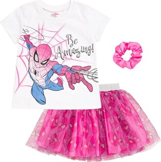 Marvel Spider-Man Spider-Gwen Little Girls Graphic T-Shirt Tulle Skirt and Headband  3 Piece Outfit Set Black - ShopStyle