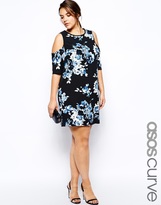 Thumbnail for your product : ASOS CURVE Exclusive Cold Shoulder Dress In Floral Print