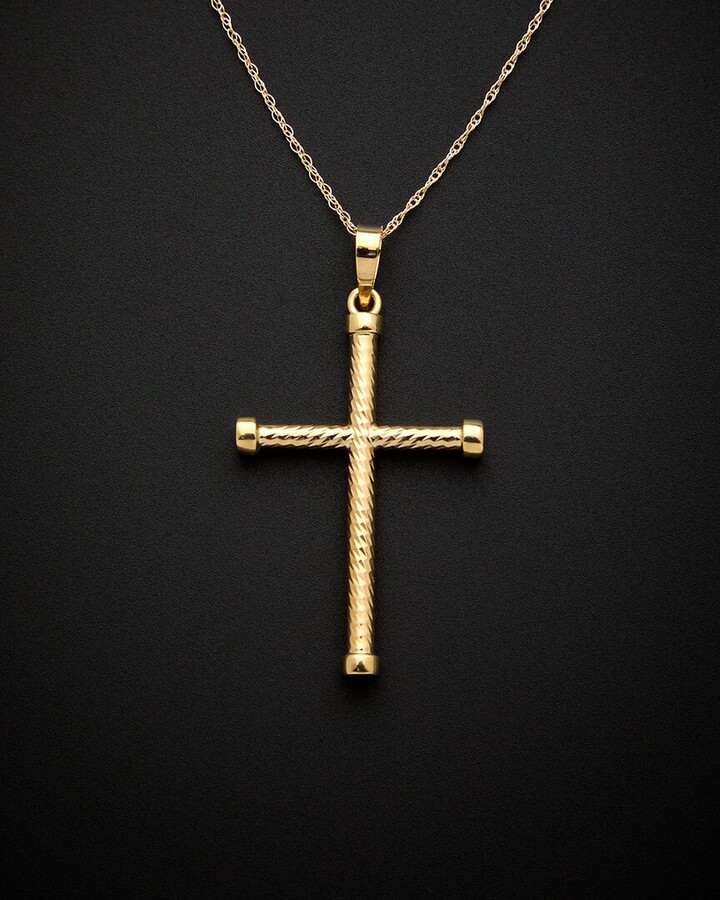 585 14 karat Gold Cross pendant with Necklace Women Lucchetta Made in Italy Certified 