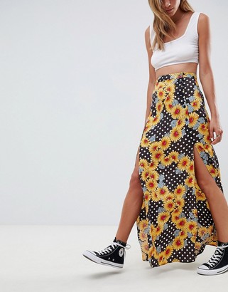 ASOS DESIGN maxi skirt in daisy polka dot two-piece