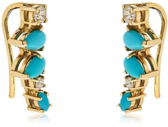 SARAH NOOR Turquoise Diamond Cluster Earrings