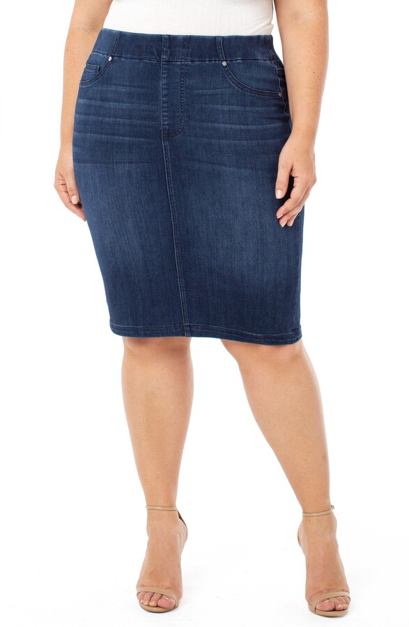 pull on stretch denim skirt