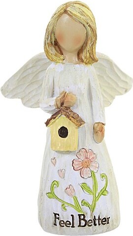 Transpac Figurine4.25InLittleGirlAngel,FlowerMessage(1PC)