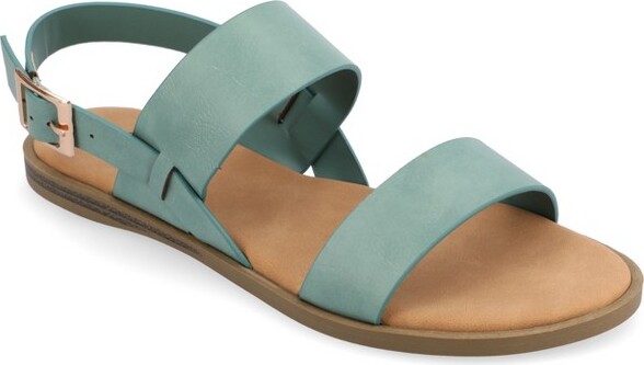 Journee Collection Journee Women's Lavine Wide Width Multi Strap Flat Sandals, Patent/Black 10W