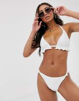 Thumbnail for your product : South Beach Exclusive Eco mix and match frill triangle bikini top in white