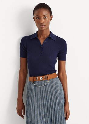 Rib knit collared shirt Clearance