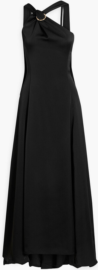 Embellished draped satin gown