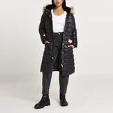 Thumbnail for your product : River Island Womens Petite Black belted longline puffer coat