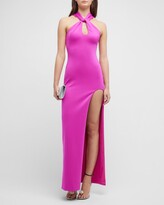 Thumbnail for your product : Black Halo Taya Twist-Front Cutout Halter Gown