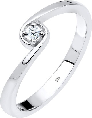 Diamore Elli DIAMONDS Ring Women Solitaire Engagement with Diamond (0.03 ct.) in 925 Sterling Silver