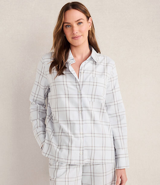 LOFT Haven Well Within Lightweight Flannel Windowpane Pajama Top