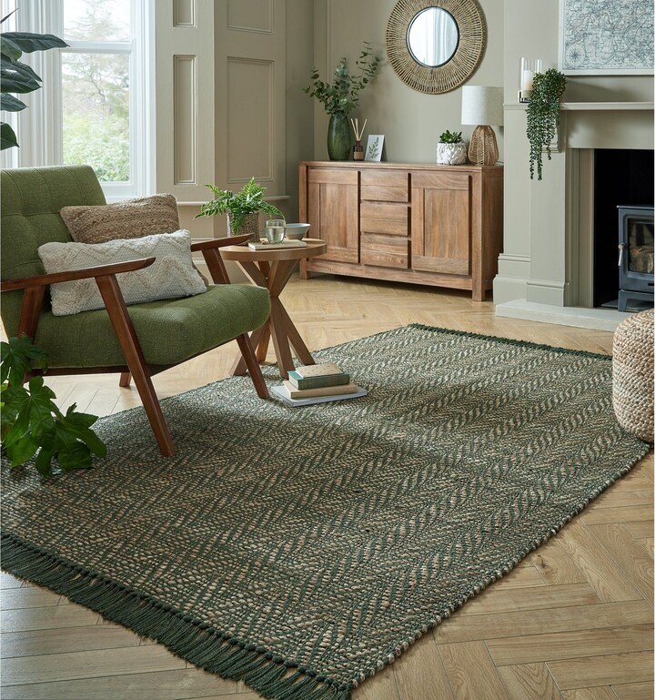Dunelm Jute Herringbone Rug Green ShopStyle