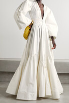 Thumbnail for your product : Christopher John Rogers Topstitched Cotton-twill Maxi Dress - White
