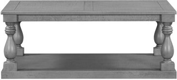 Darby Home Co Vintage Coffee Table Featuring Artistic Vase Column Legs And Luxurious Armontae Veneer For Timeless Charm,Suitable For Living Room, Study Room