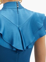 Thumbnail for your product : Peter Pilotto Ruffled Hammered-satin Dress - Blue