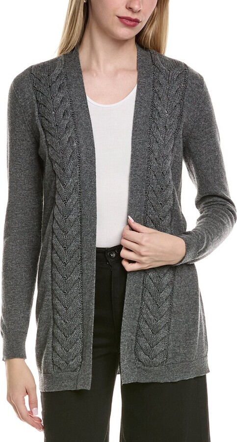 Sofia Cashmere Sofiacashmere Braided Cable Wool & Cashmere-Blend Cardigan