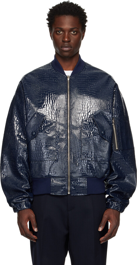 The Frankie Shop Navy Hane Faux-Leather Bomber Jacket ShopStyle